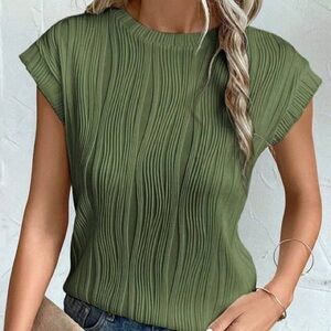 Dopp Olive Wave-Rib Crewneck Tank